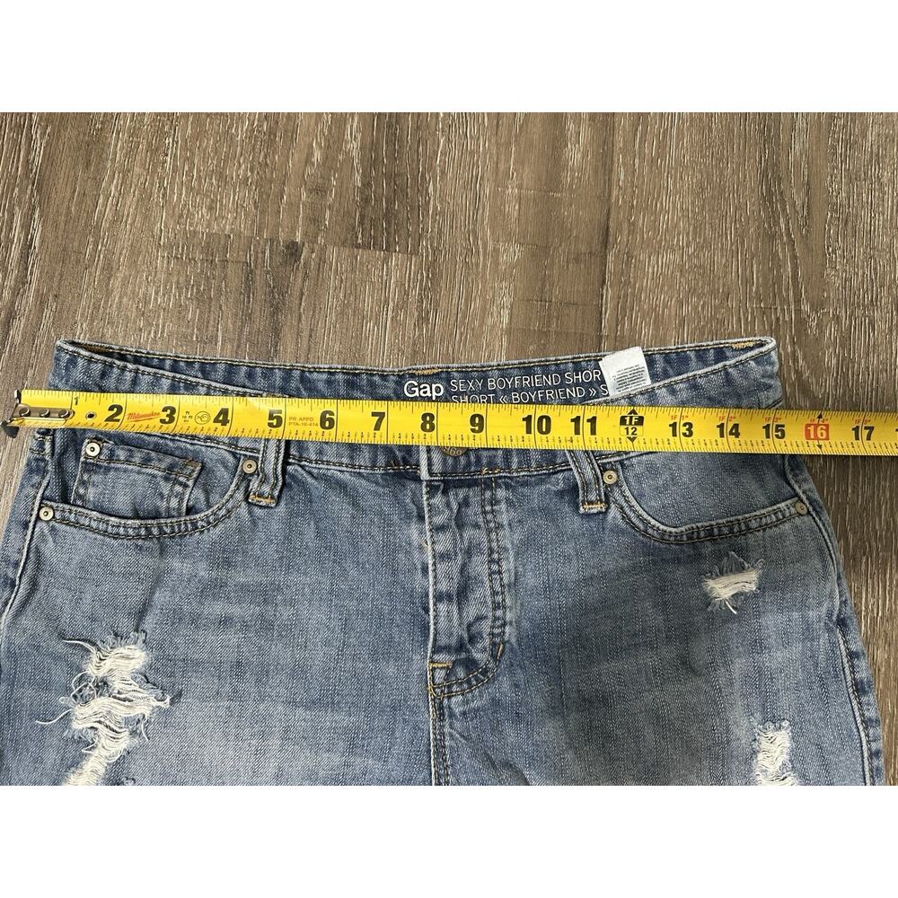 Gap Sexy Boyfriend Shorts Women’s Size 2 Distressed Cuffed Denim Blue w/ Initial - Picture 5 of 8